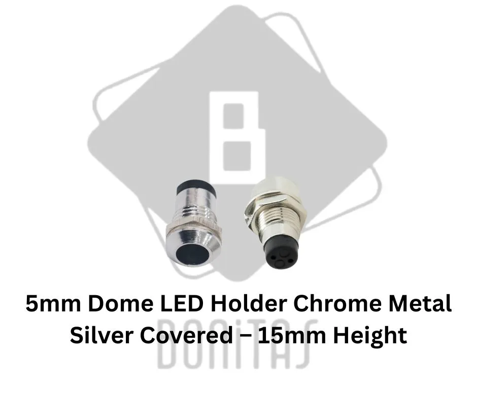 5mm Dome LED Holder Chrome Metal Silver Covered – 15mm Height