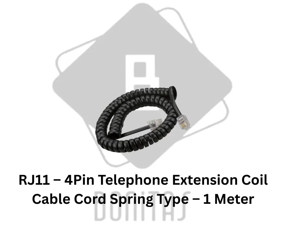 ‎RJ11 – 4Pin Telephone Extension Coil Cable Cord Spring Type – 1 Meter